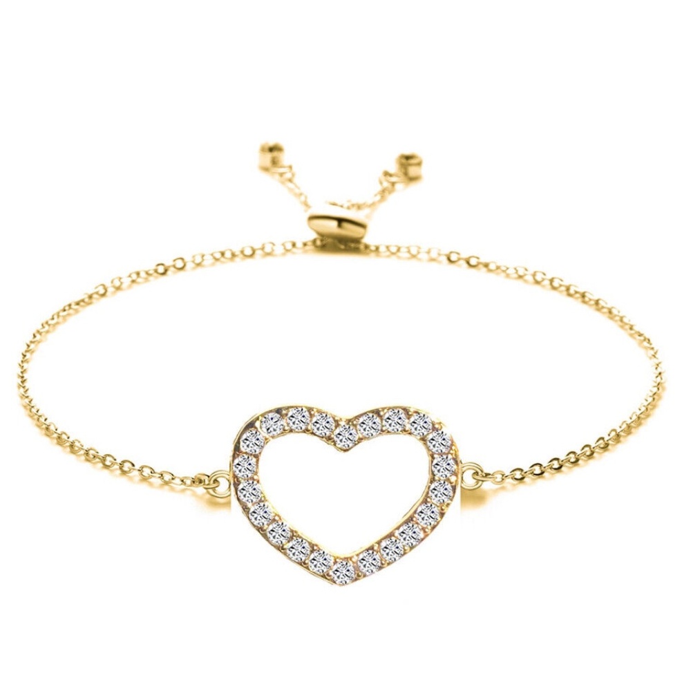 Swarovski Elements Crystal Adjustable Heart Gold Slider Bracelet ~ New!